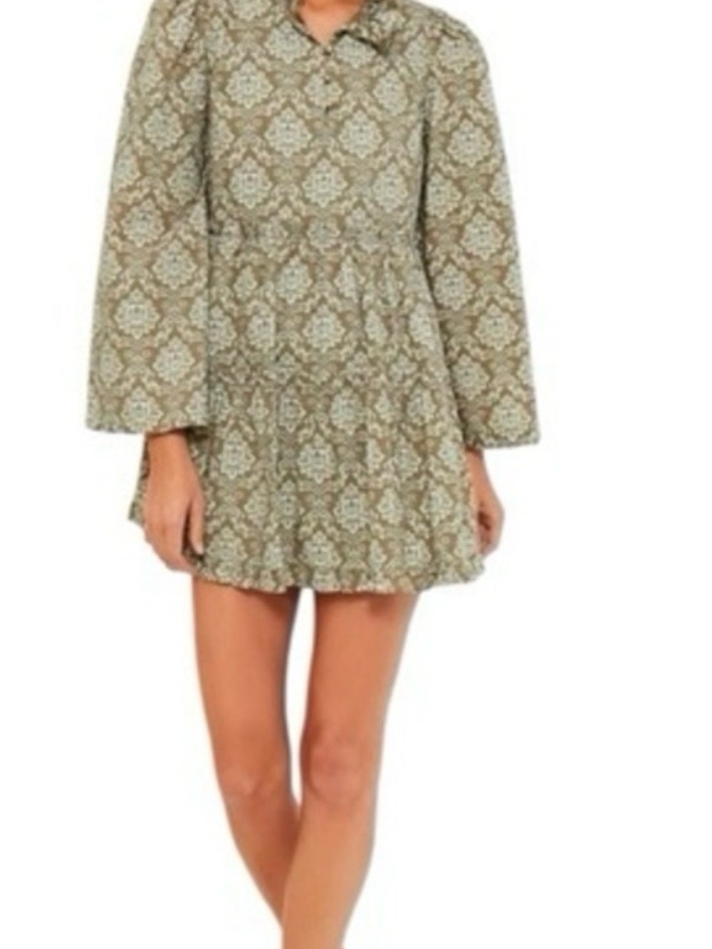 Hyacinth House Russell Mini Dress Olive Floral S NWT Tuckernuck - Picture 10 of 11